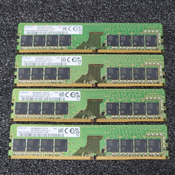 SAMSUNG DDR4-3200MHz 64GB (16GB×4枚キット) M378A2G43AB3-CWE 動作確認済み デスクトップ用 PCメモリ (2)