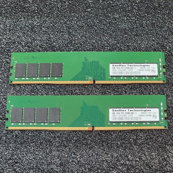 SanMax DDR4-2400MHz 16GB (8GB×2枚キット) SMD4-U8G48MA-24RR 動作確認済み デスクトップ用 PCメモリ