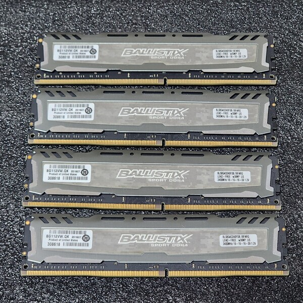CRUCIAL BALLISTIX DDR4-2400MHz 32GB (8GB×4枚キット) BLS8G4D240FSB.16FARG 動作確認済み デスクトップ用 PCメモリ