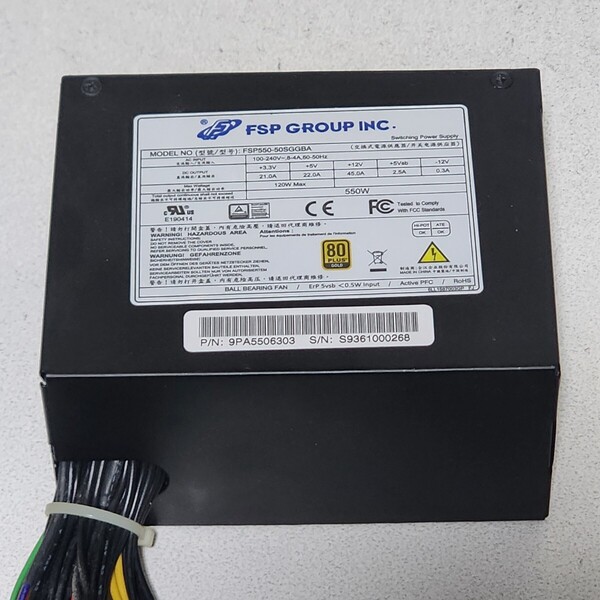 FSP GROUP FSP550-50SGGBA 550W 80PLUS GOLD認証 SFX電源ユニット 動作確認済み PCパーツ