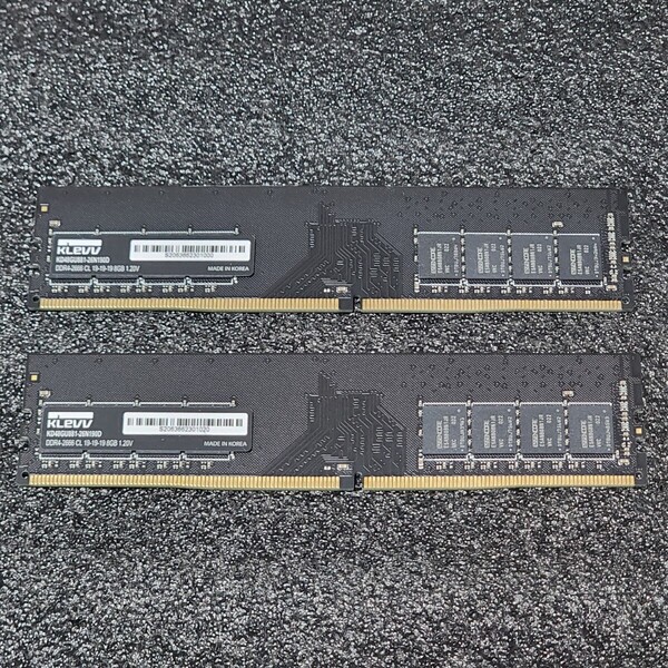 KLEVV DDR4-2666MHz 16GB (8GB×2枚キット) KD48GU881-26N190D 動作確認済み デスクトップ用 PCメモリ