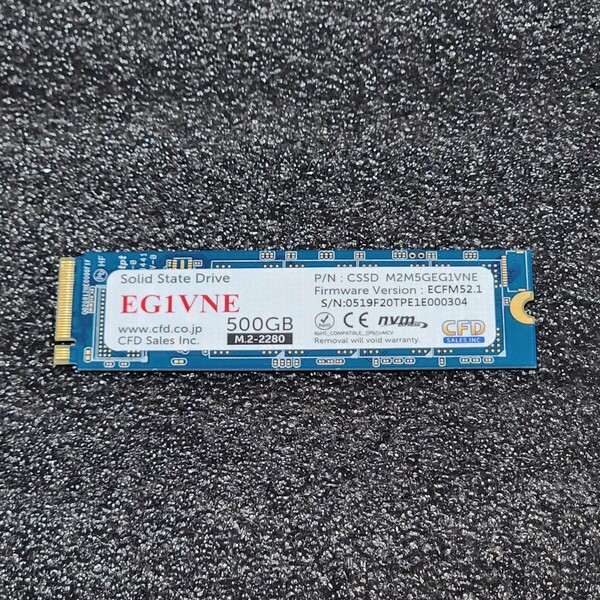 CFD EG1VNE(CSSD-M2M5GEG1VNE) 500GB NVMe SSD フォーマット済み PCパーツ M.2 2280 動作確認済み 480GB 512GB