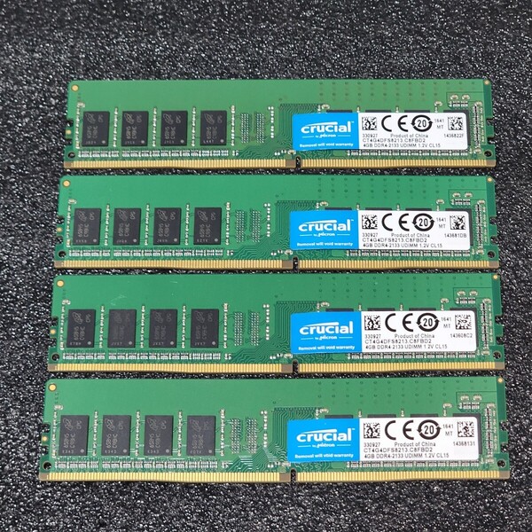 CRUCIAL DDR4-2133MHz 16GB (4GB×4枚キット) CT4G4DFS8213.C8FBD2 動作確認済み デスクトップ用 PCメモリ