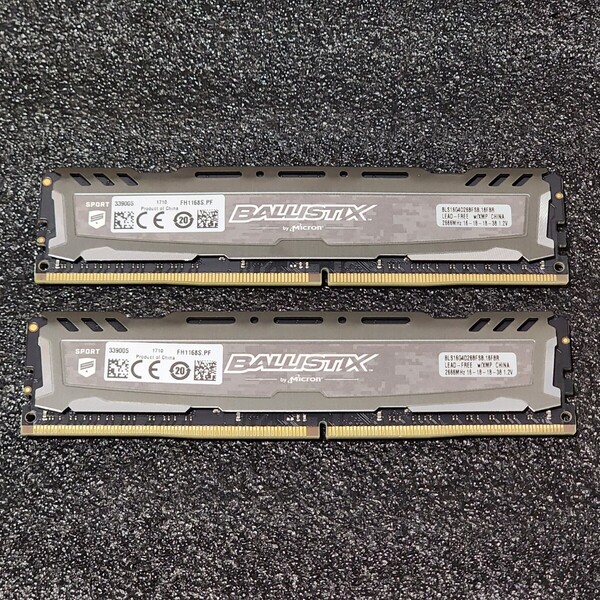 CRUCIAL BALLISTIX DDR4-2666MHz 32GB (16GB×2枚キット) BLS16G4D26BFSB.16FBR 動作確認済み デスクトップ用 PCメモリ