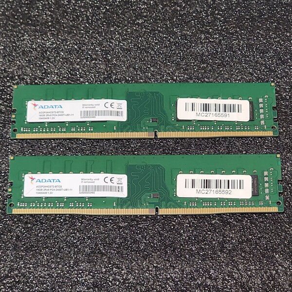 ADATA DDR4-2400MHz 32GB (16GB×2枚キット) AO2P24HCST2-BTCS 動作確認済み デスクトップ用 PCメモリ