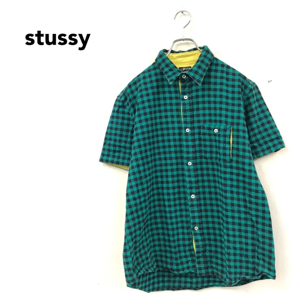 OLD STUSSY 半袖シャツ L ライトグリーン シアサッカー OLD STUSSY 半袖シャツ L ライトグリーン シアサッカー - メルカリ