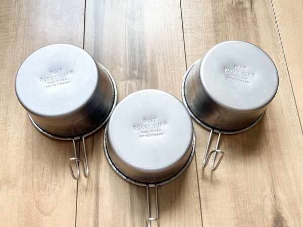 ★超希少★USA製 ロッキーカップ 1パイント 3個セット ★送料無料★ R刻印 ROCKY CUP MADE IN USA アメリカ製 シェラカップ クッカー