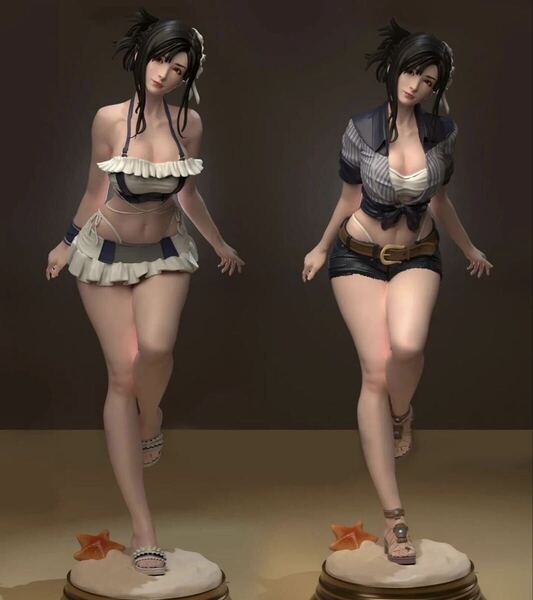 ティファ フィギュア 美女 未塗装未組立 ガレージキット ガレキ 2コスチューム