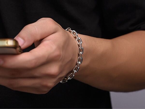 ブレスレット シルバー チェーン 925 メンズ 新品 バングル アンカー ストーン パワー アクセサリー クロス ヴィンテージ マンテル 刻印