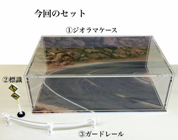パイクス・ピーク ジオラマ アメリカ 峠 ガードレール 標識 アクリルケース 1/64 ミニカー に 日本全国送料無料