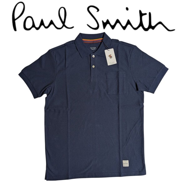 新品 ポールスミス Paul Smith 半袖 ポロシャツ L アーティストストライプ ネイビー ラウンジウェア メンズ 男性 夏