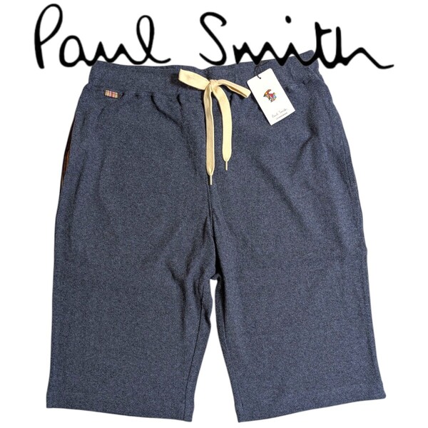新品 ポールスミス Paul Smith ショートパンツ M ハーフパンツ マルチストライプ ラウンジウェア パイル地 ブルー メンズ 夏
