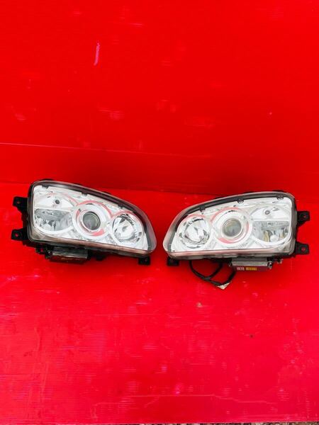 一色 日野 プロフィア HID 純正 ヘッドライト ヘッドランプ セット 小糸 KOITO 100-35020 100-35015 100-35889 動作OK 中古美品 Rei4033