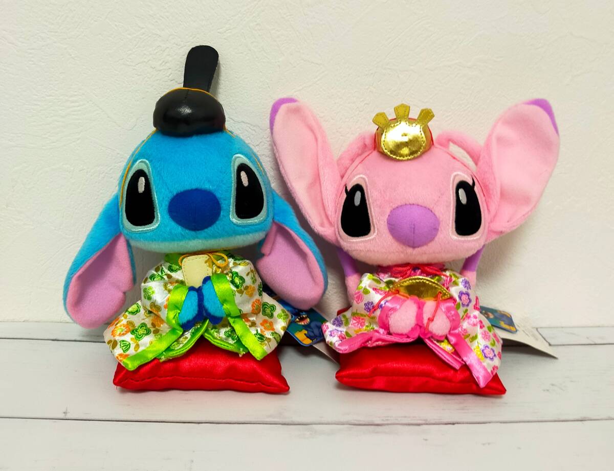 東京ディズニーシー限定 スティッチ＆エンジェル ぬいぐるみ 25周年記念タグ付き 和風デザイン！東京ディズニーランド スティッチ＆エンジェル