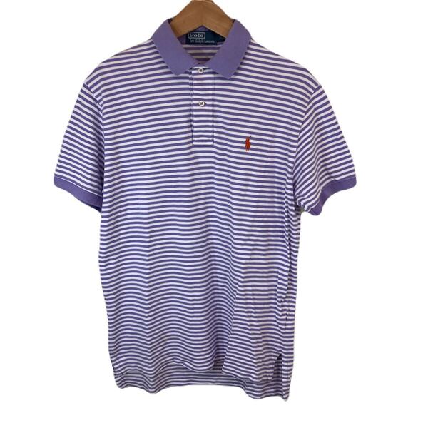 polo by ralph lauren ラルフローレン men's メンズ トップス 半袖 ポロシャツ ボーダー アメカジ アメリカン カジュアル 古着 M