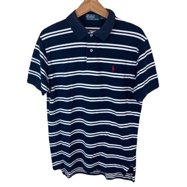 polo by ralph lauren ラルフローレン men's メンズ トップス 半袖 ポロシャツ ボーダー アメカジ アメリカン カジュアル used M