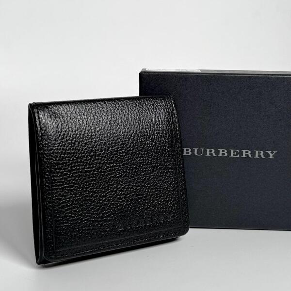 未使用品 BURBERRY バーバリー コインケース ノバチェック ロゴ 型押し 小銭入れ レザー ブラック 黒 本革 革小物 黒 メンズ レディース