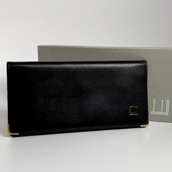 dunhill ダンヒル 二つ折り 長財布 レザー ブラック 黒 ウォレット 本革 革小物 メンズ 箱付 スマート カードケース お札入れ フラグメント