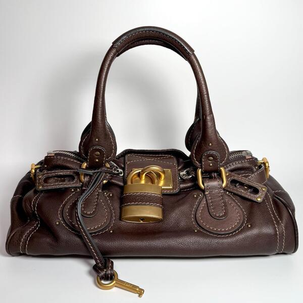 Chloe クロエ パディントン ハンドバッグ レザー ダークブラウン 本革 Y2K ヴィンテージ Vintage ゴールド金具 肩がけ 鞄 カバン 南京錠 鍵