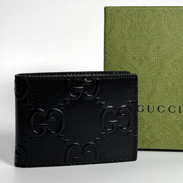 GUCCI グッチ GG エンボス ミニ 財布 ブラック お札入れ カードケース 定期入れ パスケース レザー 625559 leather コンパクト ウォレット