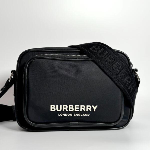 現行 美品 バーバリー BURBERRY ショルダーバッグ パディバッグ ブラック 黒 ナイロン レザー 革 斜め掛け 肩掛け メンズ ユニセックス