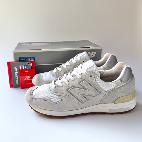 国内正規品 USA製 New Balance M1400JWH オフホワイト×グレー US8.5 26.5cm 美品 中古 スウェード 限定 NB アメリカ米国製 白 スニーカー
