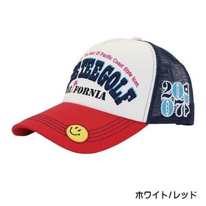 ★3②ブルーティーゴルフ 【ホワイト/レッド】BTGロゴメッシュキャップ【CP-007】BLUE TEE GOLF 送料無料
