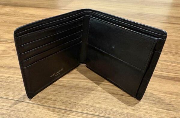 SAINT LAURENT ブラック 二つ折り財布 メンズ サンローラン イブサンローラン 財布