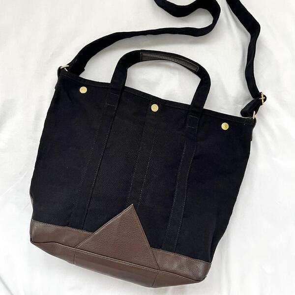 <美品・販売店舗限定!!>■PORTER ポーター COAL 2way トートバッグ M ナイロン×レザー 普段使い ブラック 381-07017 管:K-2506177