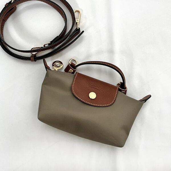 <極美品!!>■LONGCHAMP ロンシャン ショルダーバッグ 2way ポーチ ハンドバッグ ナイロン×レザー 上品 斜めがけ ベージュ 管:K-2507002