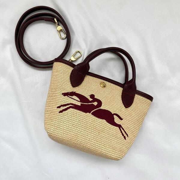 <美品!!>■LONGCHAMP ロンシャン ル プリアージュ パリ サントロペ 2way ハンドバッグ 綿/リネン 普段使い ベージュ 管:K-2507002