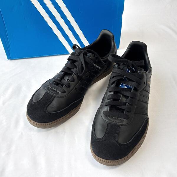 <極美品・現行!!>■adidas アディダス サンバ OG スニーカー ローカット カジュアル 普段使い レザー ブラック 27cm IE3438 管:2507062