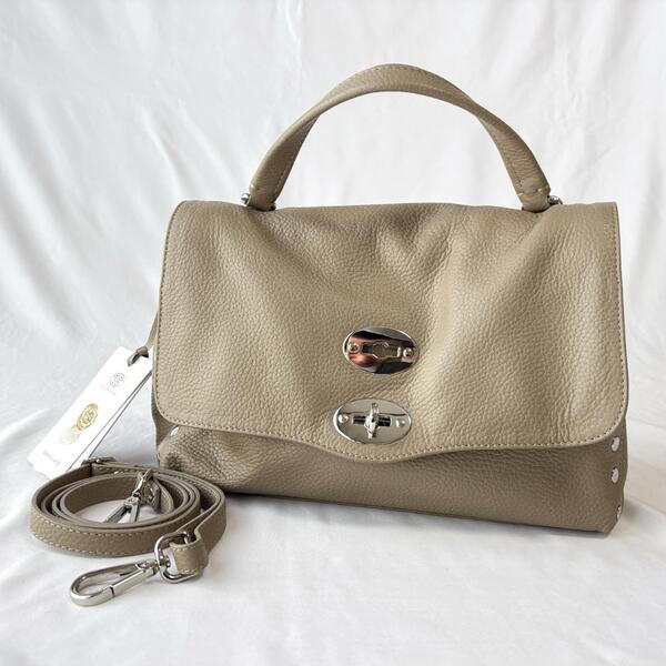 <極美品!!>■ZANELLATO ザネラート ボスティーナ 2way ショルダーバッグ ハンドバッグ レザー 普段使い 上品 グレージュ 管:2507059