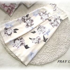 送料無料*フレイアイディー/FRAY I.D*フラワープリントAラインワンピース/ノースリーブ/ポリエステル/バックファスナー/0