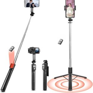 自撮り棒 【軽量&安定の三脚付きセルカ棒】スマホスタンド スマホ 三脚 防風設計 iPhone/Android/カメラ対応