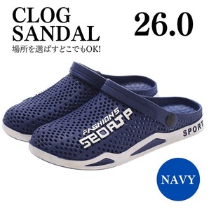 サンダル メンズ 2WAY スポーツサンダル クロッグサンダル 前閉じ ネイビー 26.0