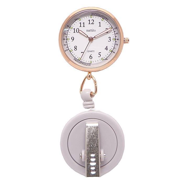 バッグチャーム 懐中時計 リール クリップ ウォッチ 4年電池 ナースウォッチ 