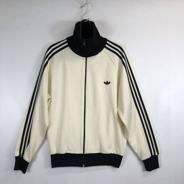 80s デサントアディダス adidas トラックジャケット ジャージ ホワイト ブラック 在原みゆ紀さん着用 3サイズ ADS-4F