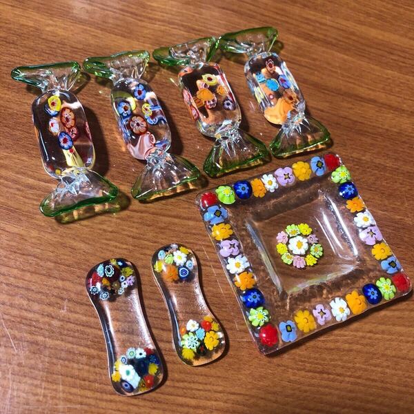 〈送料無料〉箸置き ベネチアングラス ミルフィオリ ベネチアンガラス 豆皿 小皿 ガラス 硝子 イタリア ヴェネチア 工芸品 箸置 はしおき