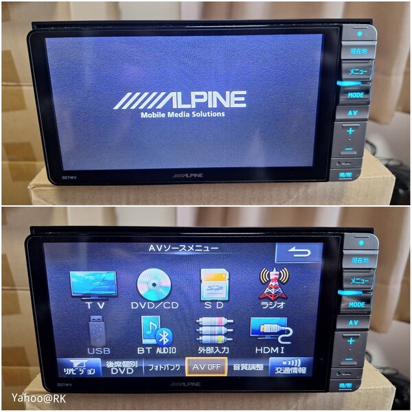ALPINE ナビ 型式 007WV-S DVD再生 Bluetooth テレビ フルセグ HDMI USB SDカード iPod CD録音 AUX アルパイン カーナビ