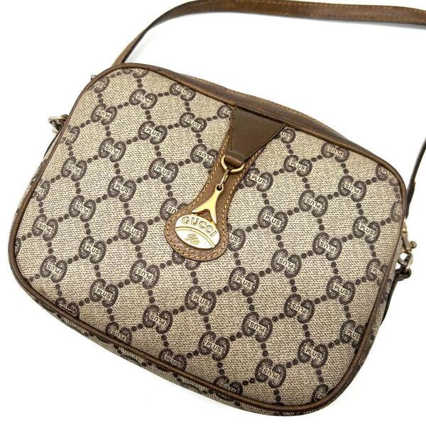 グッチ プラス GUCCI PLUS オールドグッチ ゴールド金具 ロゴ金具 ミニショルダーバッグ ポシェット GG柄 GGスプリーム PVC レザー