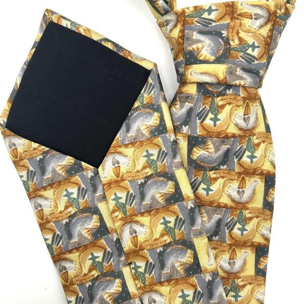 【極美品】高級生地 最高級 Ermenegildo Zegna エルメネジルド ゼニア ネクタイ 総柄 シルクタイ シルク100% イエロー 黄色 希少美品
