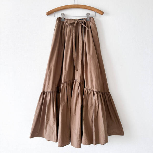 Weekend MaxMara ウィークエンド マックスマーラ / ティアード コットン ロングスカート ブラウン 36 キャメル
