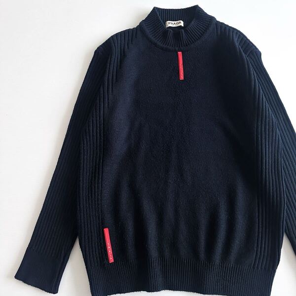 ★ 【大きめサイズ】PRADA プラダ スポーツ / ニット セーター レッドラインタグ付き ダークネイビー イタリア製 L