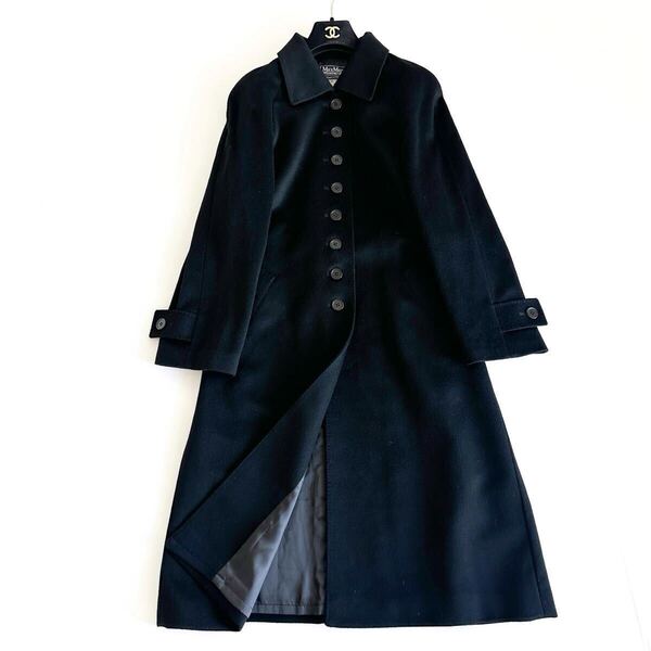 ★ MaxMara WEEKEND マックスマーラ ウィークエンド / ロングウールコート 黒 M Aライン イタリア製 ブラック