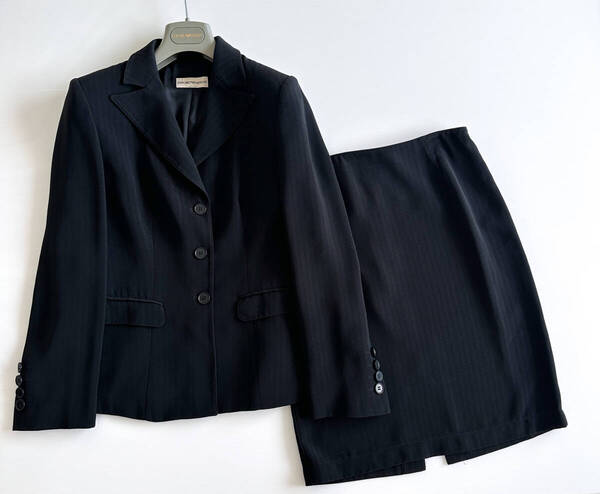 EMPORIO ARMANI エンポリオアルマーニ / セットアップ スーツ ジャケット スカート 黒 ブラック Lサイズ