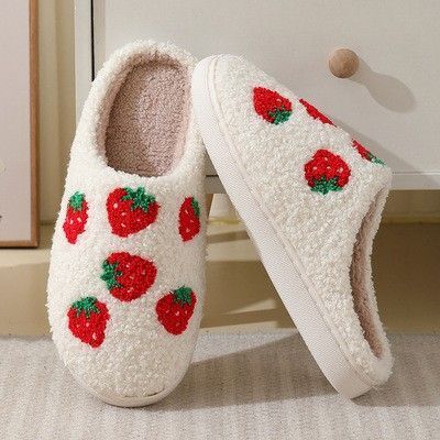 22.0 22.5cm いちご スリッパ ルームシューズ かわいい あったかい レディース もこもこ 可愛い 暖かい 室内