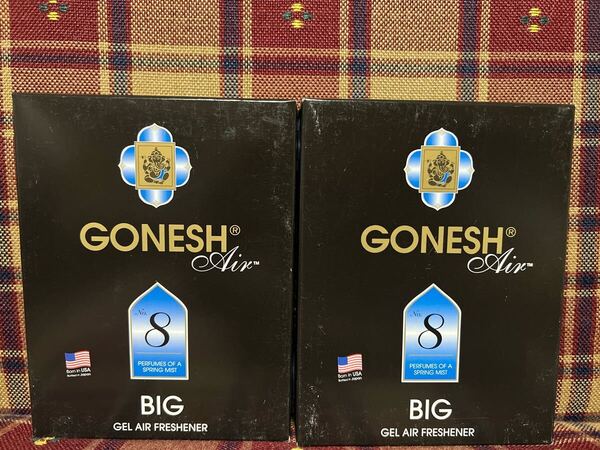 GONESH ガーネッシュ ビッグゲル エアフレッシュナー NO.8 2箱 置き型 芳香剤 消臭剤 車のシート下 ゲル no.8 スプリングミスト 180g×2箱