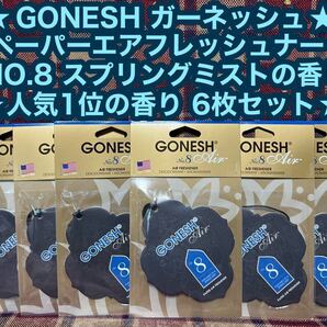 GONESH ガーネッシュ ペーパーエアフレッシュナー No.8 6枚セット スプリングミストの香り 吊り下げ エアフレッシュナー 芳香剤 消臭 車内