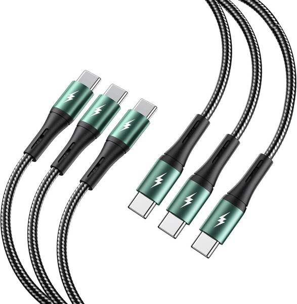 USB Type Cケーブル タイプc ケーブル【1m+1m+2M/3本】PD対応 100W/5A 超急速充電 USB-C to Usb-C ナイロン編み 断線防止
